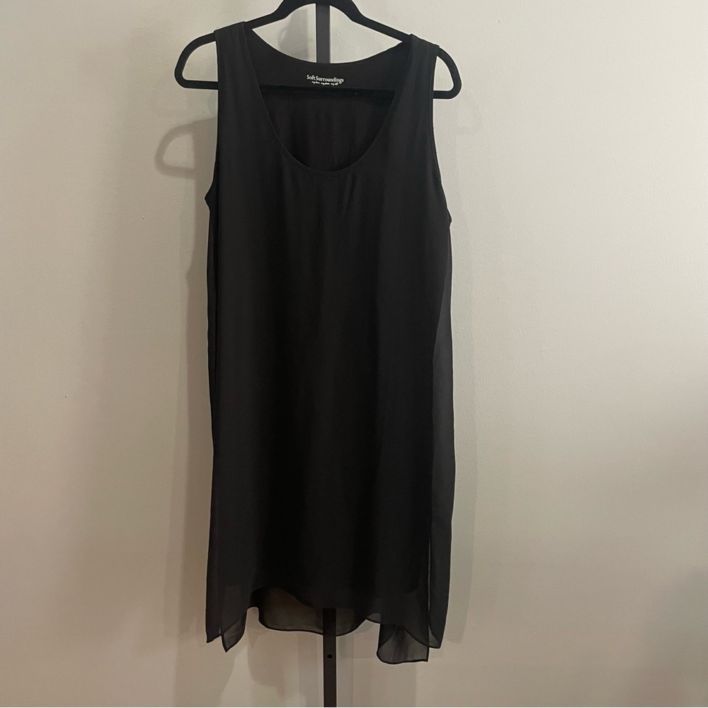 Soft Surroundings Black Sleeveless Chiffon Dress Size Large